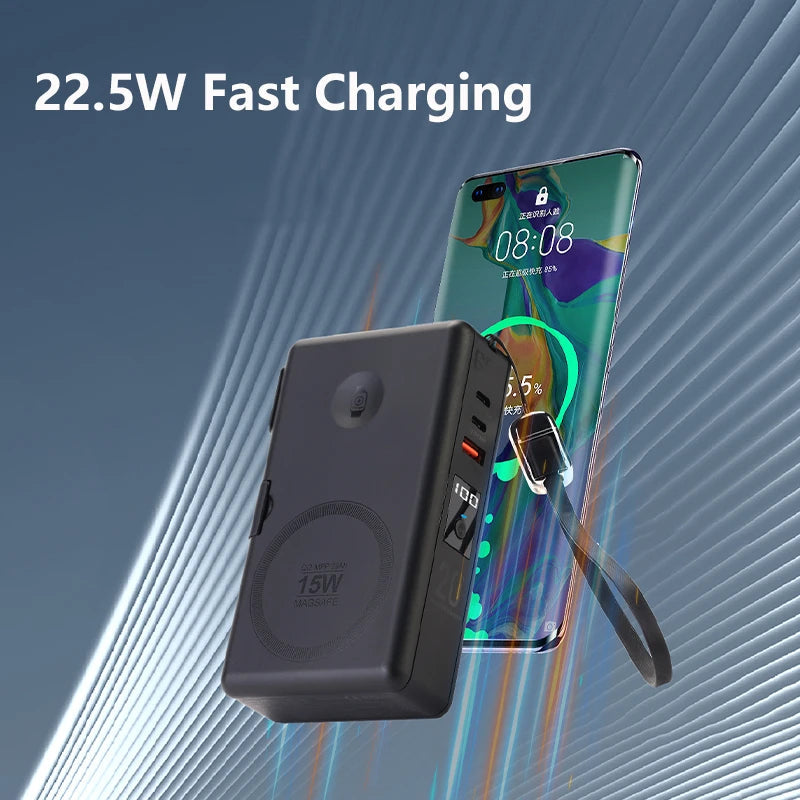 6in1 Power Bank 20000mAh 65W PD Fast Charger with Type-C Cable Portable Powerbank for Laptop Mobile Phone External Spare Battery DesiNest