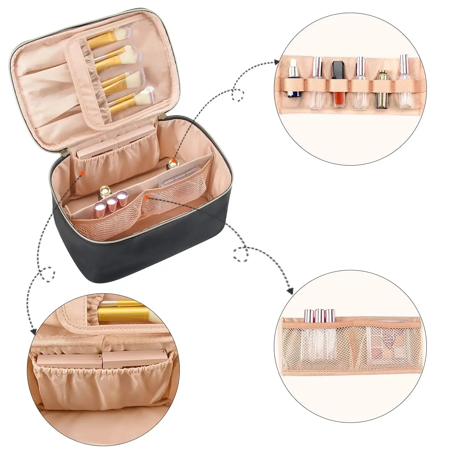Large Capacity Makeup Bag – Portable Travel Cosmetic Organizer.