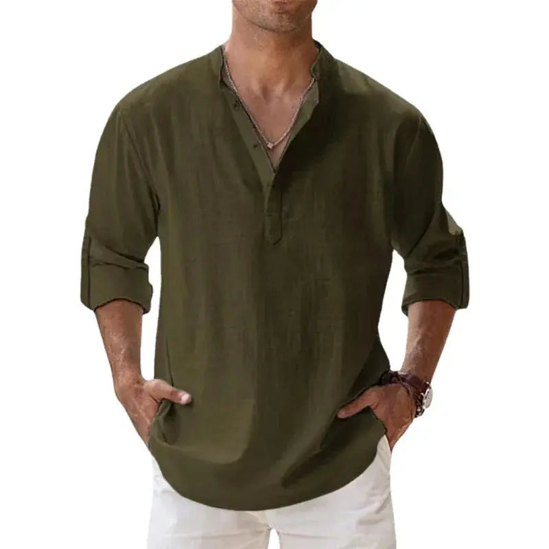 JIAYAN New Cotton Linen Shirts for Men Casual.