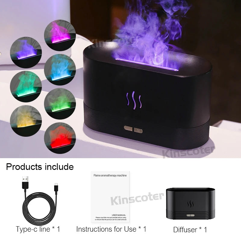 KINSCOTER Aroma Diffuser Air Humidifier Ultrasonic Cool Mist Maker Fogger Led Essential Oil Flame Lamp Difusor DesiNest