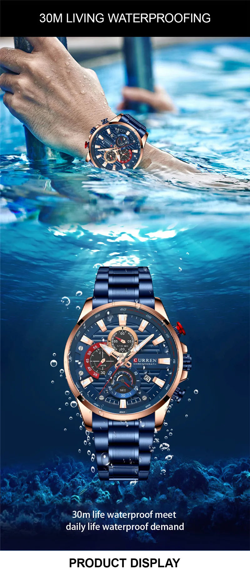 CURREN Stainless Steel Watch For Men With Box US Arabia