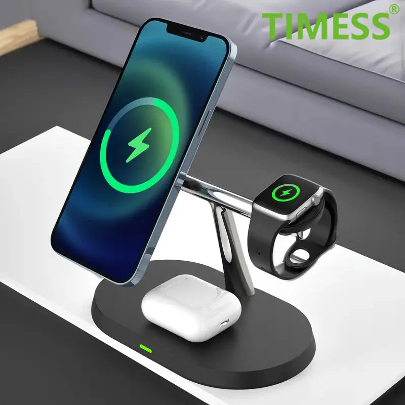 3 in 1 Magnetic Wireless Charger Stand For iPhone 12 13 14 15 16 ，Fast Charging Station for Apple Watch 10 9 8 7 6 5 Airpods Pro DesiNest