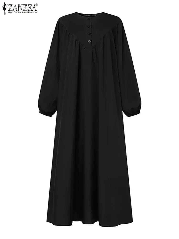 ZANZEA Solid Muslim Fashion Islamic Dress-women's Islamic clothing.