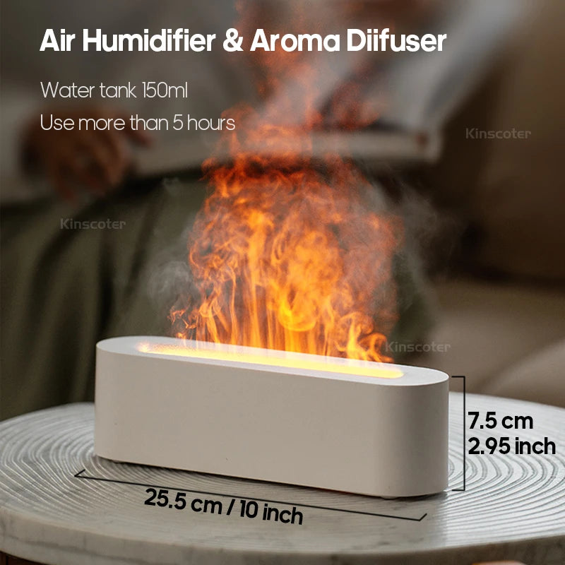 KINSCOTER Essential Oil Aroma Diffuser Flame Air Humidifier Ultrasonic Cool Mist Difusor with  RGB Realistic Fire Night Light DesiNest