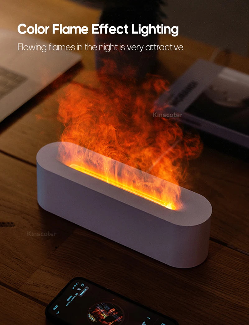 KINSCOTER Essential Oil Aroma Diffuser Flame Air Humidifier Ultrasonic Cool Mist Difusor with  RGB Realistic Fire Night Light DesiNest