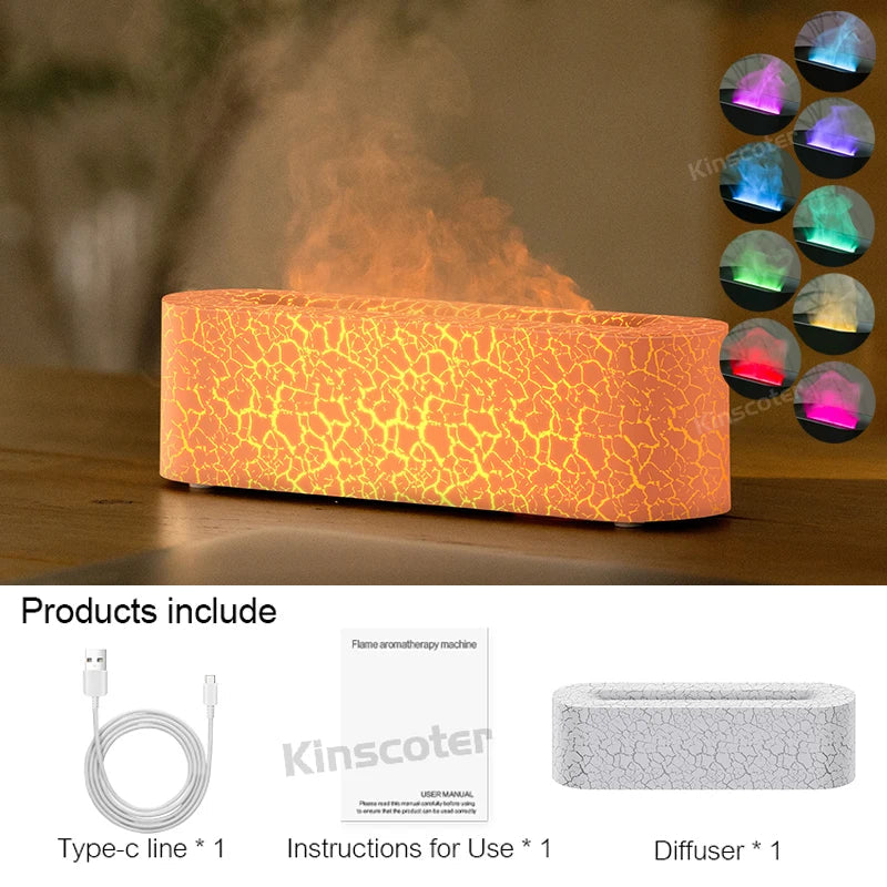 KINSCOTER Essential Oil Aroma Diffuser Flame Air Humidifier Ultrasonic Cool Mist Difusor with  RGB Realistic Fire Night Light DesiNest