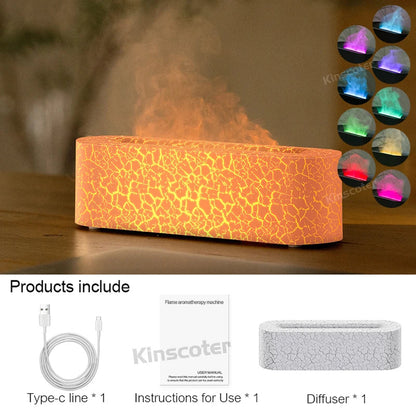 KINSCOTER Essential Oil Aroma Diffuser Flame Air Humidifier Ultrasonic Cool Mist Difusor with  RGB Realistic Fire Night Light DesiNest
