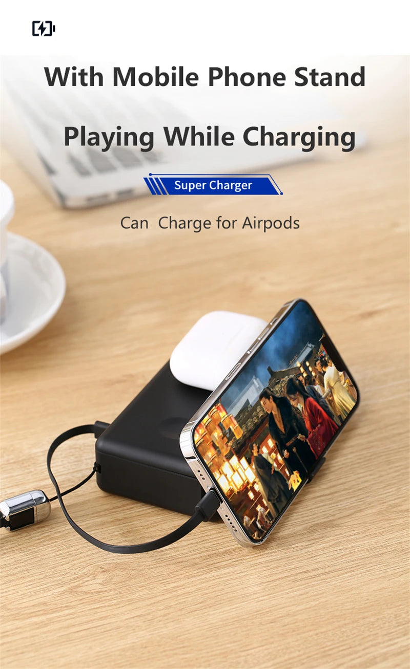 6in1 Power Bank 20000mAh 65W PD Fast Charger with Type-C Cable Portable Powerbank for Laptop Mobile Phone External Spare Battery DesiNest