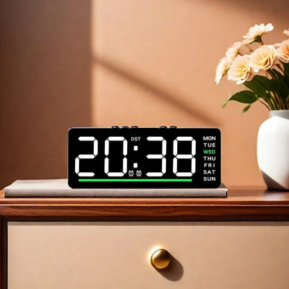 Digital Alarm Clock TEMP Date Week Dual Alarm 5 Levels Brightness Snooze Table Clock 12/24H Night Mode LED Clock DesiNest