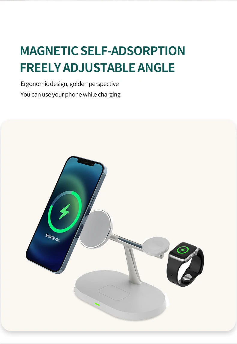 3 in 1 Magnetic Wireless Charger Stand For iPhone 12 13 14 15 16 ，Fast Charging Station for Apple Watch 10 9 8 7 6 5 Airpods Pro DesiNest
