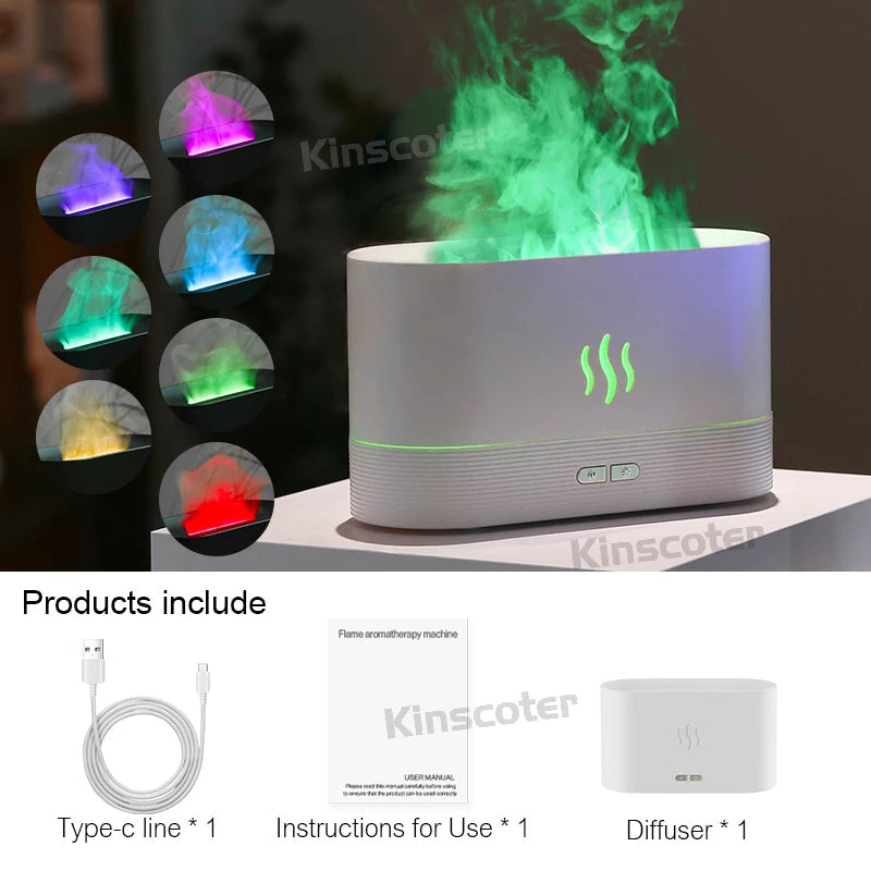KINSCOTER Aroma Diffuser Air Humidifier Ultrasonic Cool Mist Maker Fogger Led Essential Oil Flame Lamp Difusor DesiNest