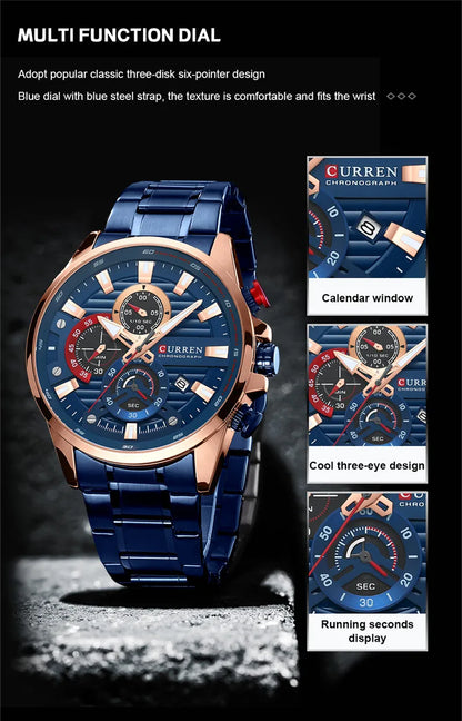 CURREN Stainless Steel Watch For Men With Box US Arabia