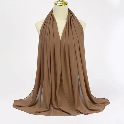 Muslim Chiffon Hijab Scarf Women Long Solid Color.