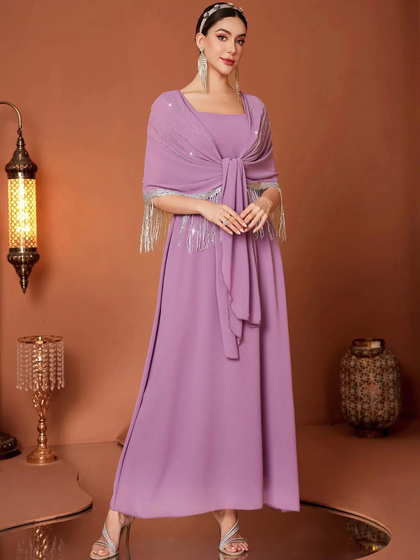 Eid Muslim Dress Women Abaya Tassel Fake 2.