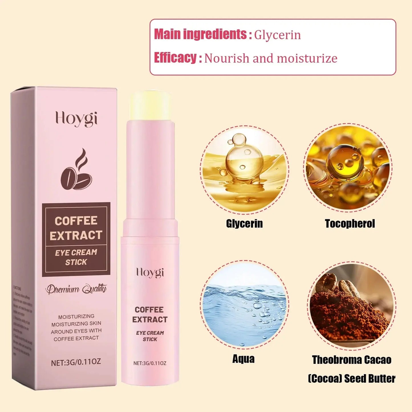 Caffeine eye cream stick nourishes the skin.