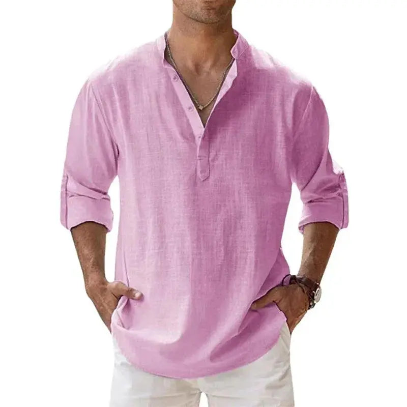 JIAYAN New Cotton Linen Shirts for Men Casual.