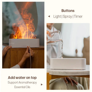 KINSCOTER Essential Oil Aroma Diffuser Flame Air Humidifier Ultrasonic Cool Mist Difusor with RGB Realistic Fire Night Light DesiNest