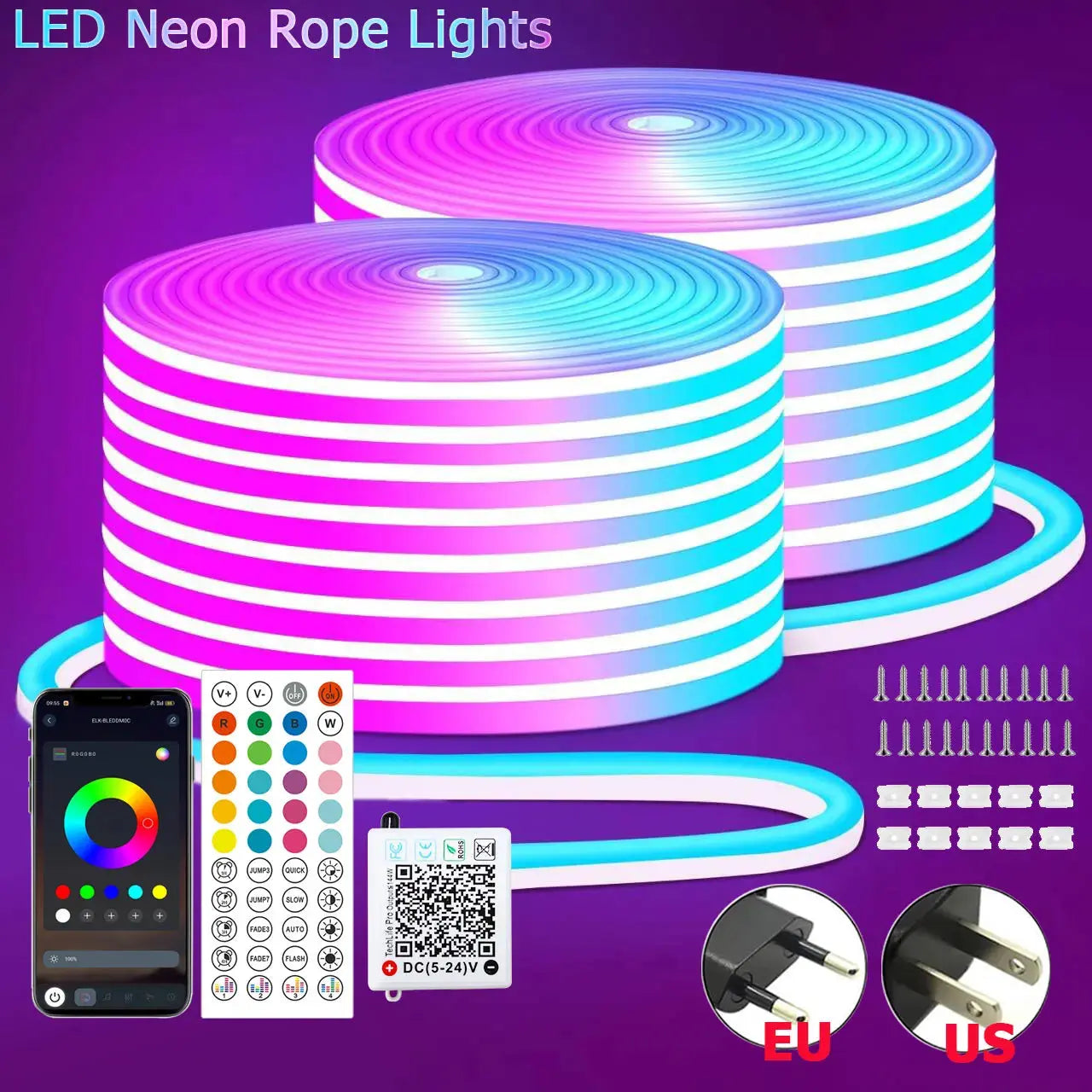 Dc 24V Rgb Neon Led Lights Strip 15M 30M 10 M.
