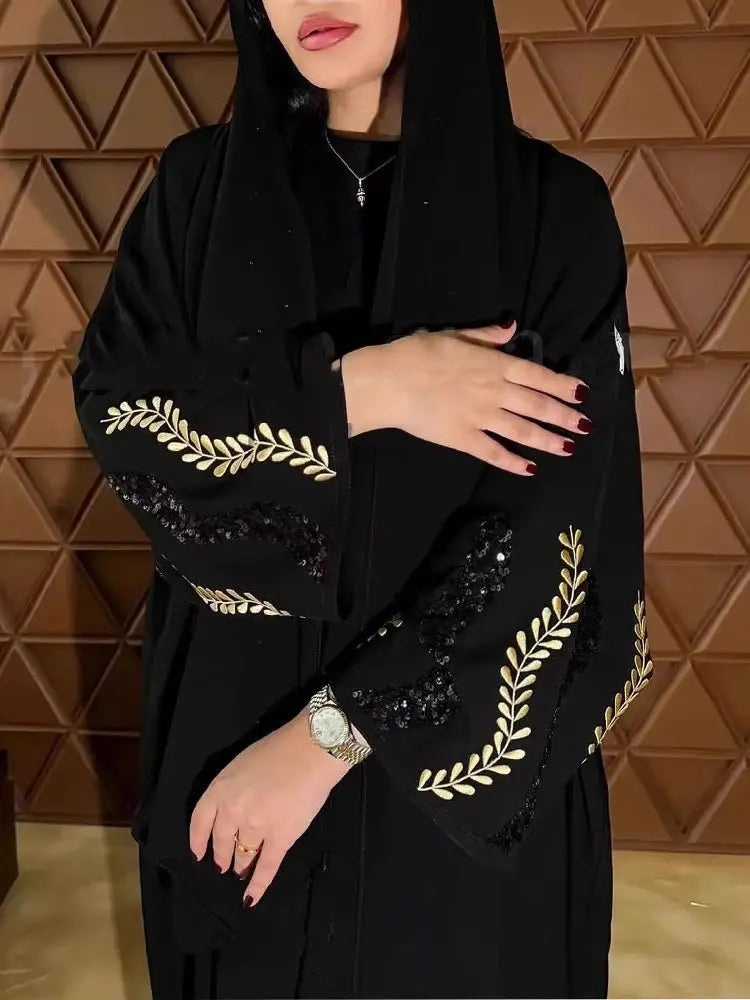 Women Dress Abaya Dubai Eid Muslim Party Beading.