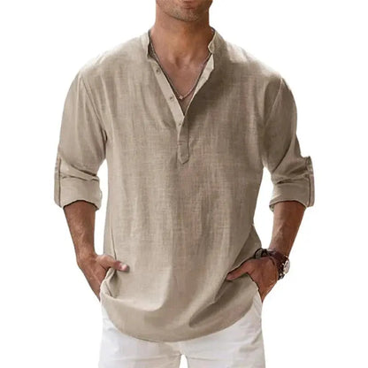 JIAYAN New Cotton Linen Shirts for Men Casual.