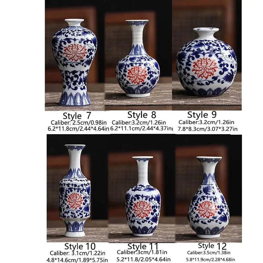 Classic Blue and White Small Porcelain Vases-traditional style.