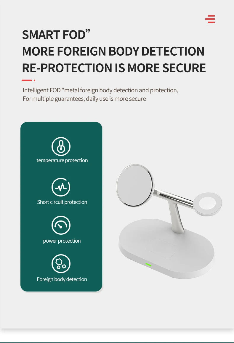 3 in 1 Magnetic Wireless Charger Stand For iPhone 12 13 14 15 16 ，Fast Charging Station for Apple Watch 10 9 8 7 6 5 Airpods Pro DesiNest