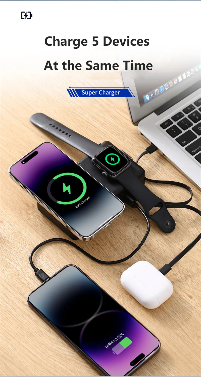 6in1 Power Bank 20000mAh 65W PD Fast Charger with Type-C Cable Portable Powerbank for Laptop Mobile Phone External Spare Battery DesiNest