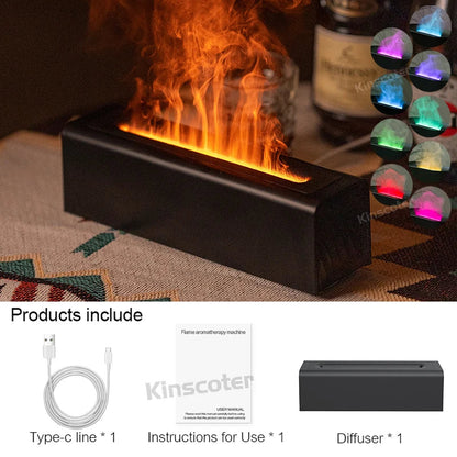 KINSCOTER Essential Oil Aroma Diffuser Flame Air Humidifier Ultrasonic Cool Mist Difusor with  RGB Realistic Fire Night Light DesiNest