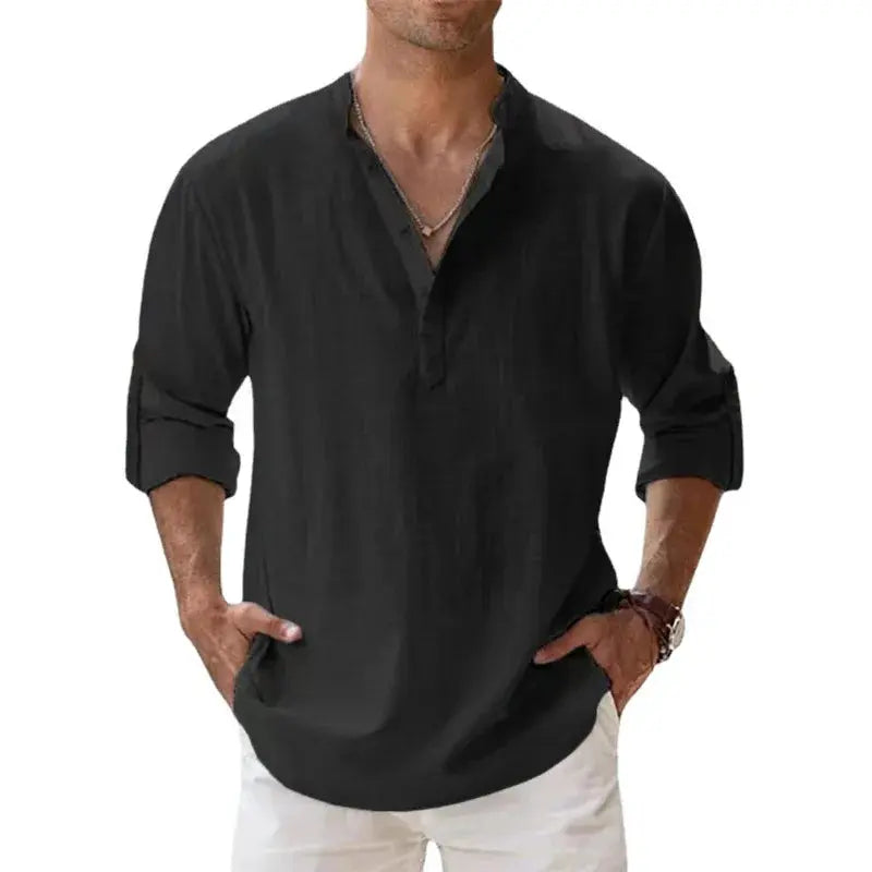 JIAYAN New Cotton Linen Shirts for Men Casual.
