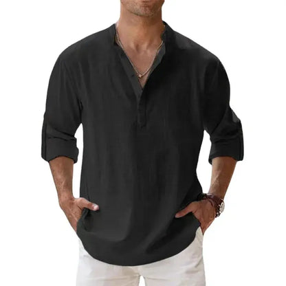 JIAYAN New Cotton Linen Shirts for Men Casual.