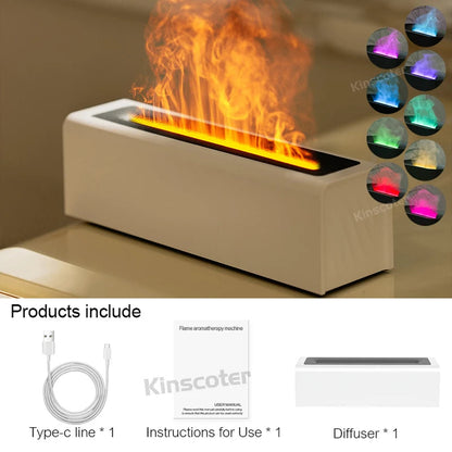 KINSCOTER Essential Oil Aroma Diffuser Flame Air Humidifier Ultrasonic Cool Mist Difusor with  RGB Realistic Fire Night Light DesiNest