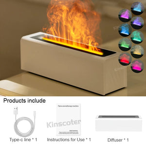KINSCOTER Essential Oil Aroma Diffuser Flame Air Humidifier Ultrasonic Cool Mist Difusor with RGB Realistic Fire Night Light DesiNest