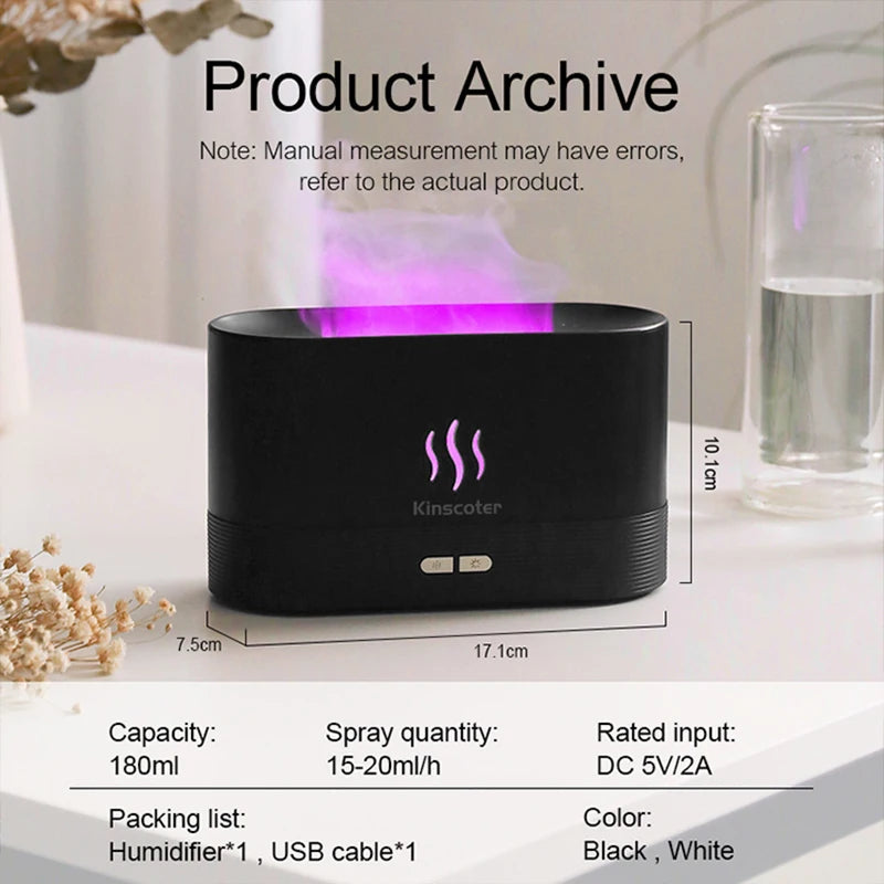 KINSCOTER Aroma Diffuser Air Humidifier Ultrasonic Cool Mist Maker Fogger Led Essential Oil Flame Lamp Difusor DesiNest