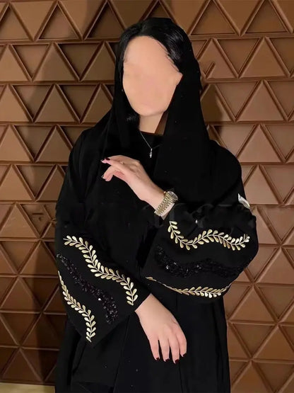 Women Dress Abaya Dubai Eid Muslim Party Beading.