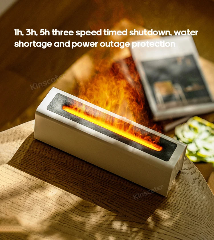 KINSCOTER Essential Oil Aroma Diffuser Flame Air Humidifier Ultrasonic Cool Mist Difusor with  RGB Realistic Fire Night Light DesiNest