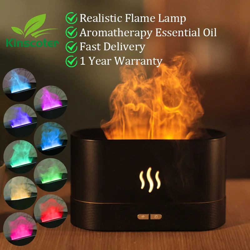 KINSCOTER Aroma Diffuser Air Humidifier Ultrasonic Cool Mist Maker Fogger Led Essential Oil Flame Lamp Difusor DesiNest
