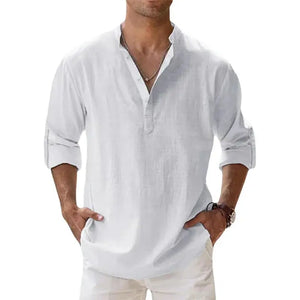 JIAYAN New Cotton Linen Shirts for Men Casual.