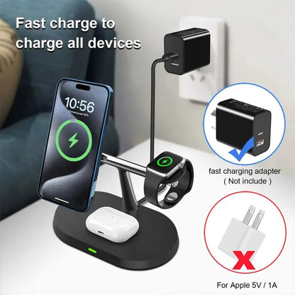 3 in 1 Magnetic Wireless Charger Stand For iPhone 12 13 14 15 16 ，Fast Charging Station for Apple Watch 10 9 8 7 6 5 Airpods Pro DesiNest