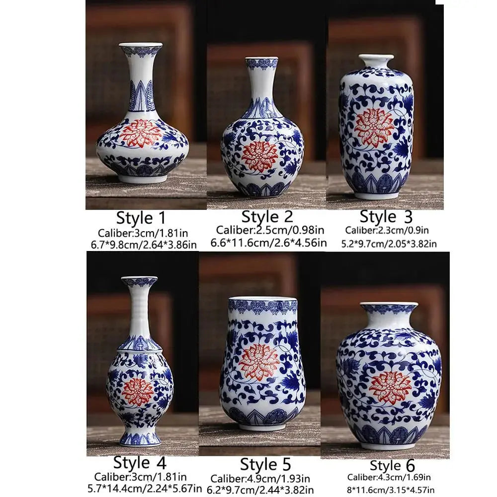 Classic Blue and White Small Porcelain Vases-traditional style.