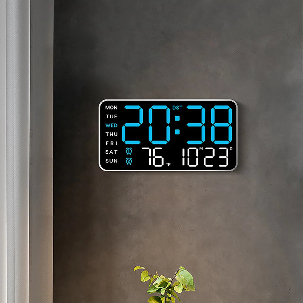 Smart LED wall clock with voice control feature, combining modern design and smart home technology for efficient time management