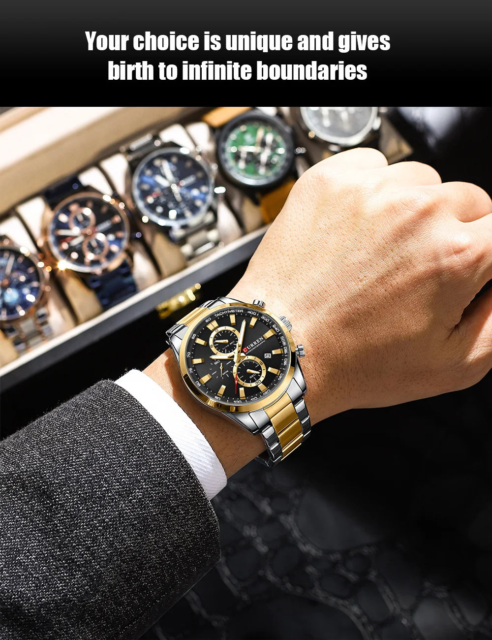 CURREN Stainless Steel Watch For Men With Box US Arabia