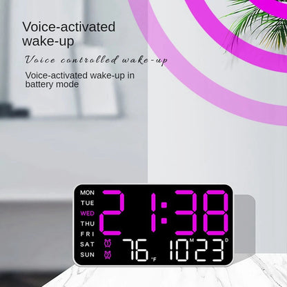 Smart LED wall clock with voice control feature, combining modern design and smart home technology for efficient time management