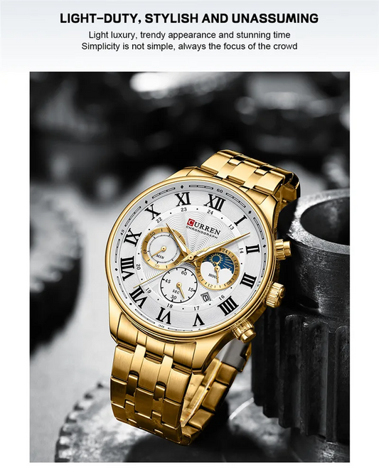 CURREN Original Brand Stainless Steel Band Wrist Watch For Men With Brand (Box & Bag)-8427 US Arabia