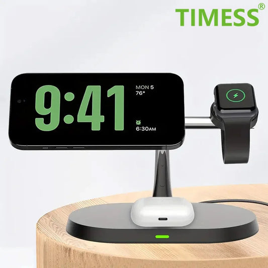 3 in 1 Magnetic Wireless Charger Stand For iPhone 12 13 14 15 16 ，Fast Charging Station for Apple Watch 10 9 8 7 6 5 Airpods Pro DesiNest