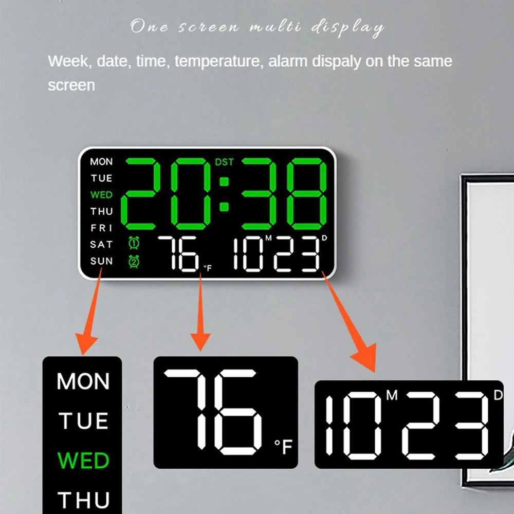 Smart LED wall clock with voice control feature, combining modern design and smart home technology for efficient time management