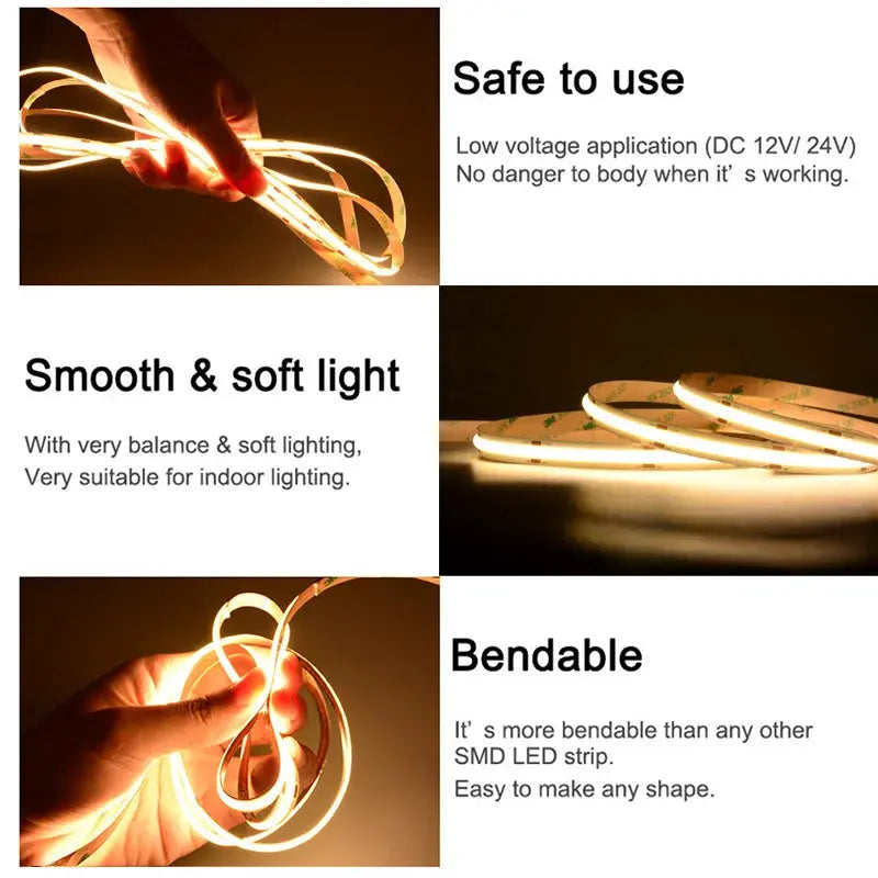 UL Listed COB LED Strip Light 320 480 LEDs/m.