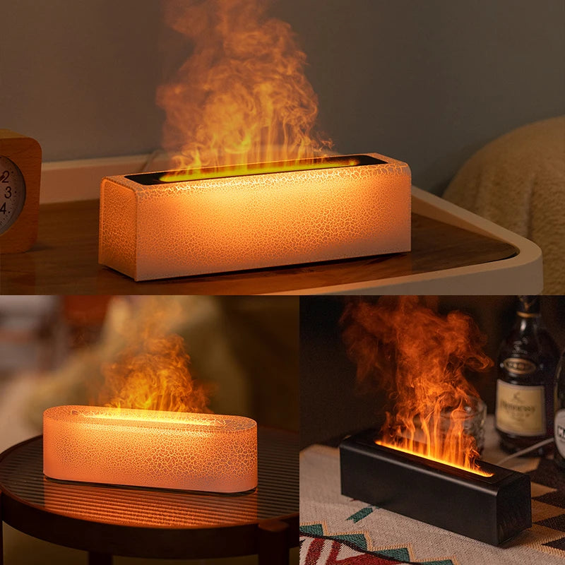 KINSCOTER Essential Oil Aroma Diffuser Flame Air Humidifier Ultrasonic Cool Mist Difusor with  RGB Realistic Fire Night Light DesiNest