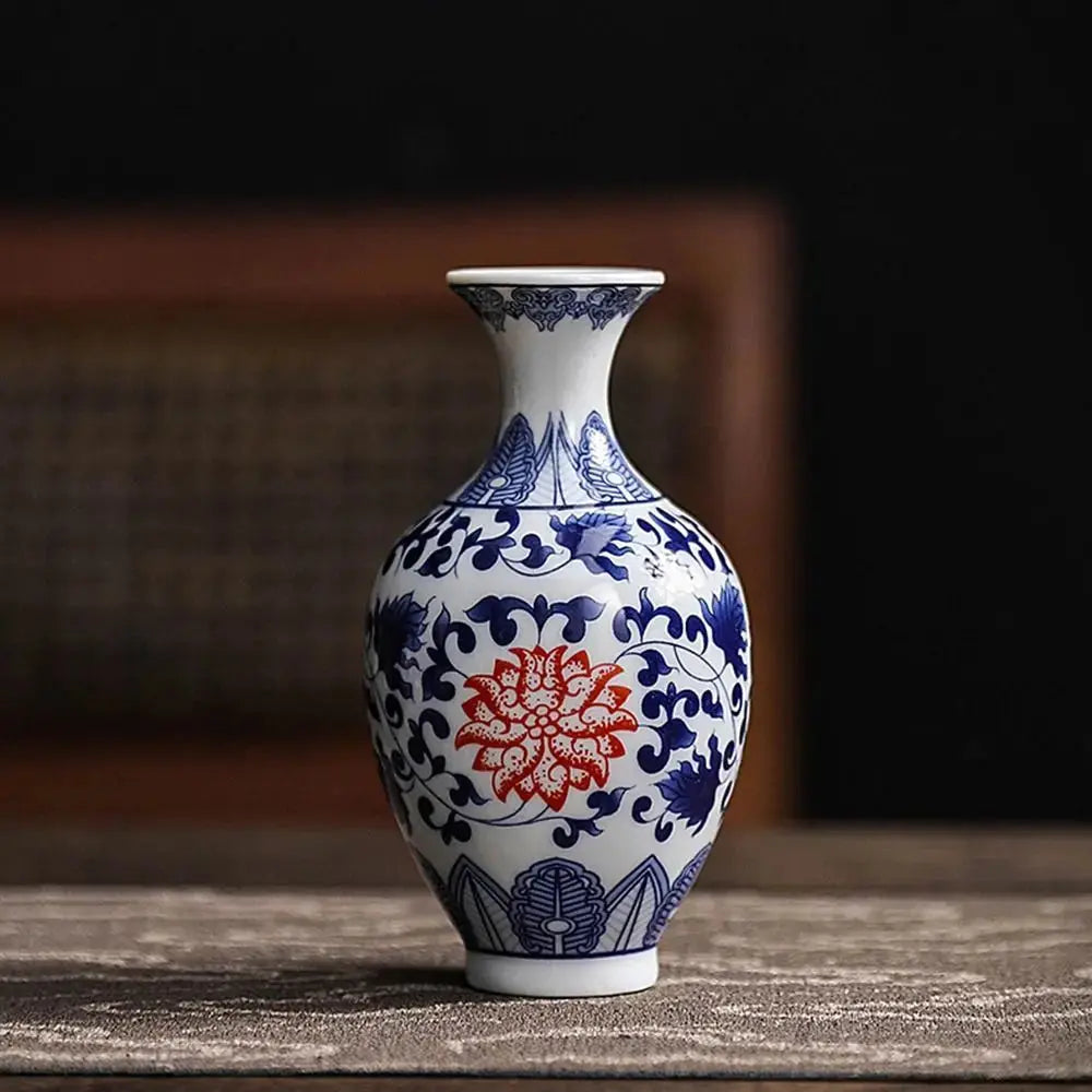 Classic Blue and White Small Porcelain Vases-traditional style.