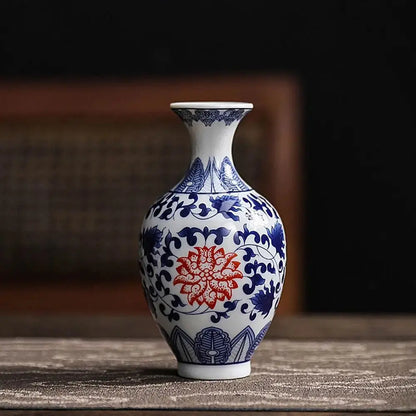 Classic Blue and White Small Porcelain Vases-traditional style.