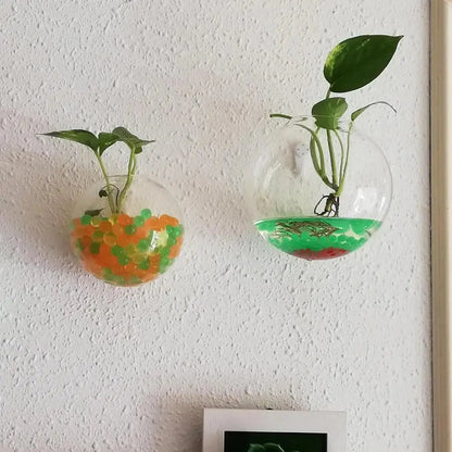 Wall-Hanging Fish Bowl Acrylic Plexiglass Fish Bowl Aquarium Vase Flower Ornament Fish Tank Home Fish Plant Tank Pet Clear Y6R2.